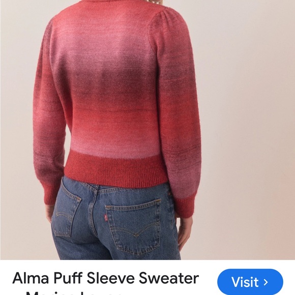 Marine Layer Alma Puff sleeve sweater Gradient Red NWOT XS - Picture 3 of 6